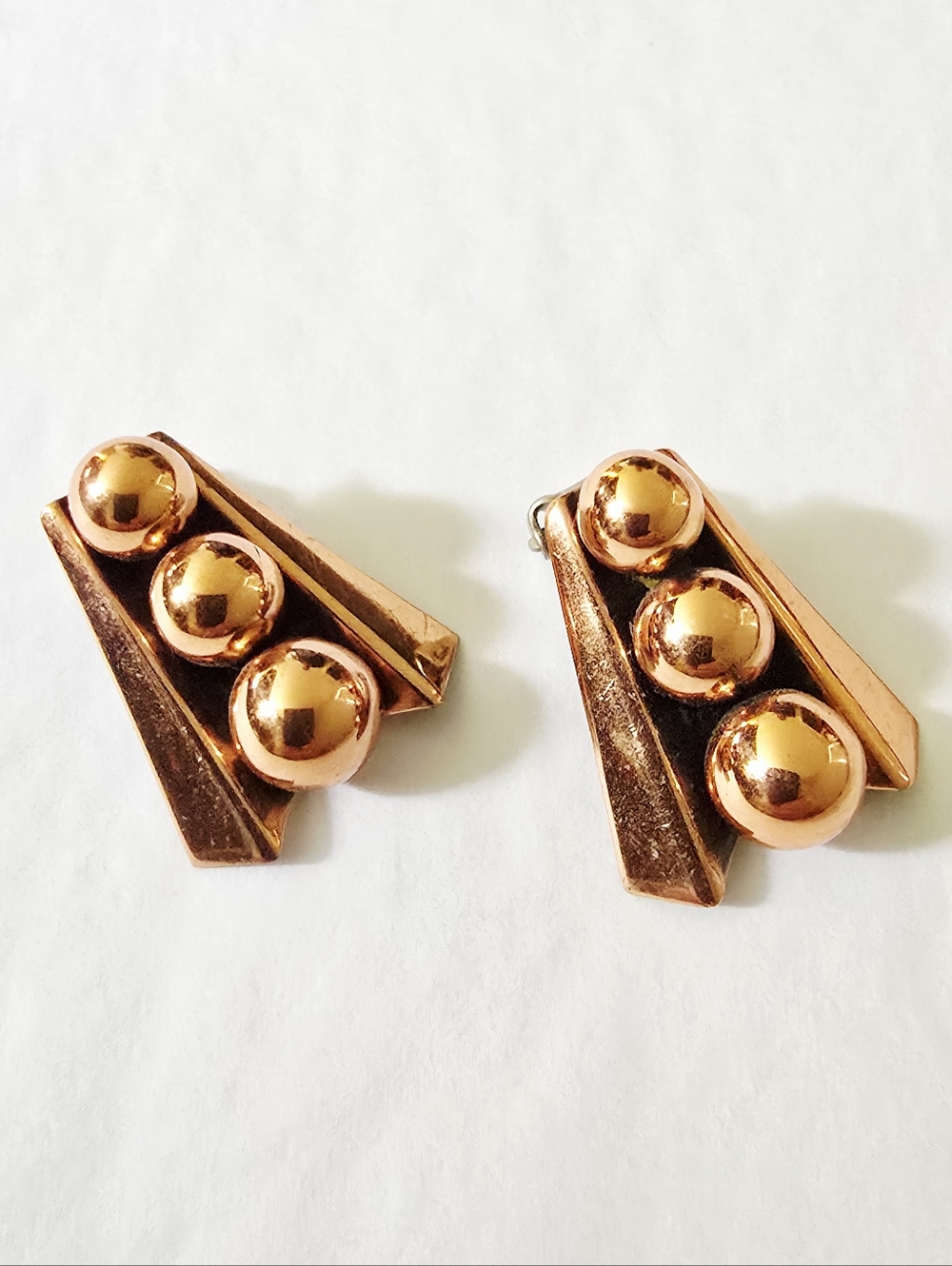 Vintage Renoir signed copper mid century modern mcm modernist artist Earrings